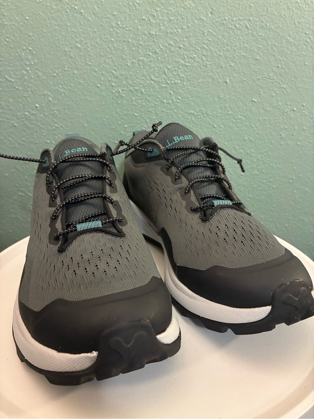 L.L.Bean TEK 2.5 Waterproof Trail Hiking Shoes Gray Teal Bungee Lace